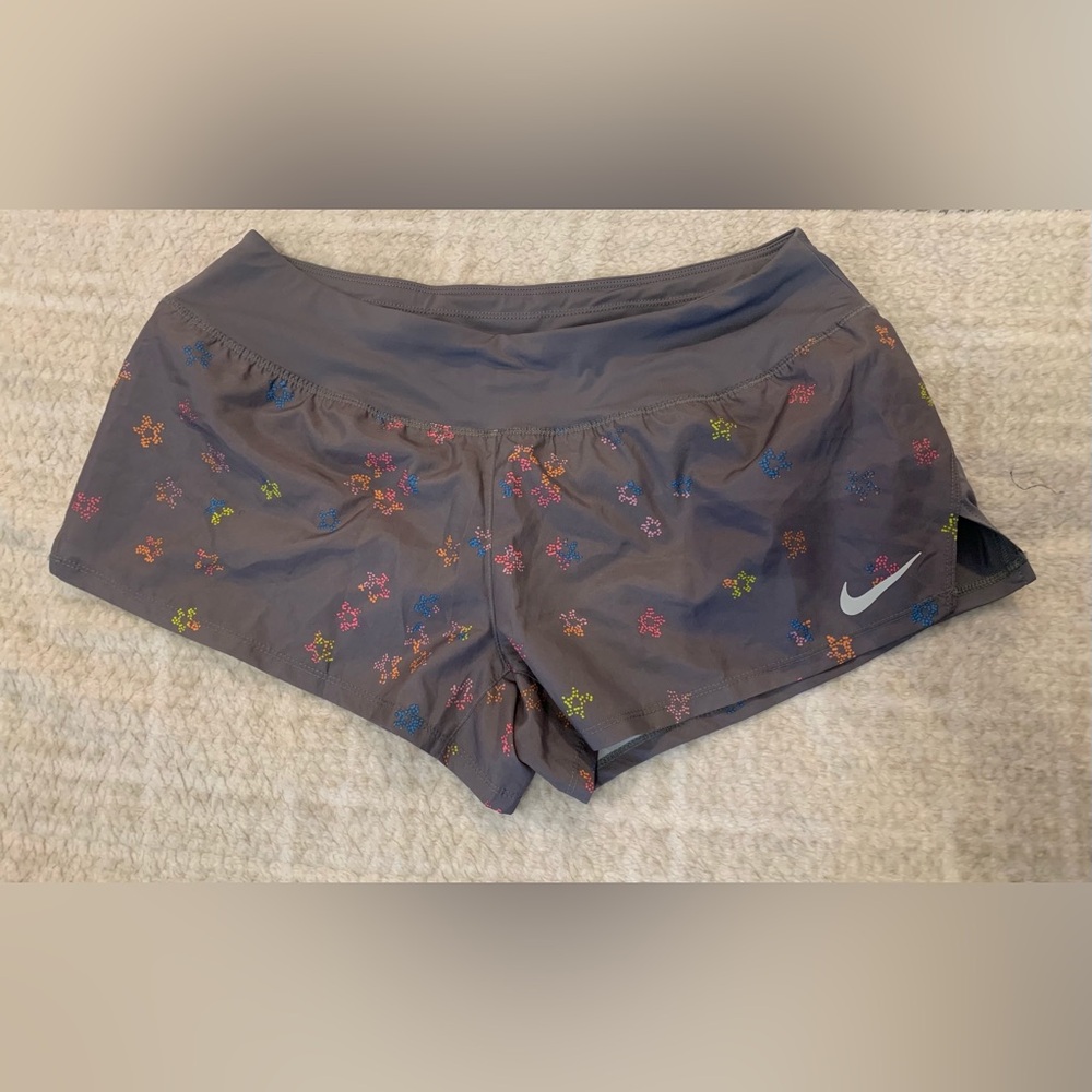 Nike Gray Athletic Shorts with Multicolor Floral Accents